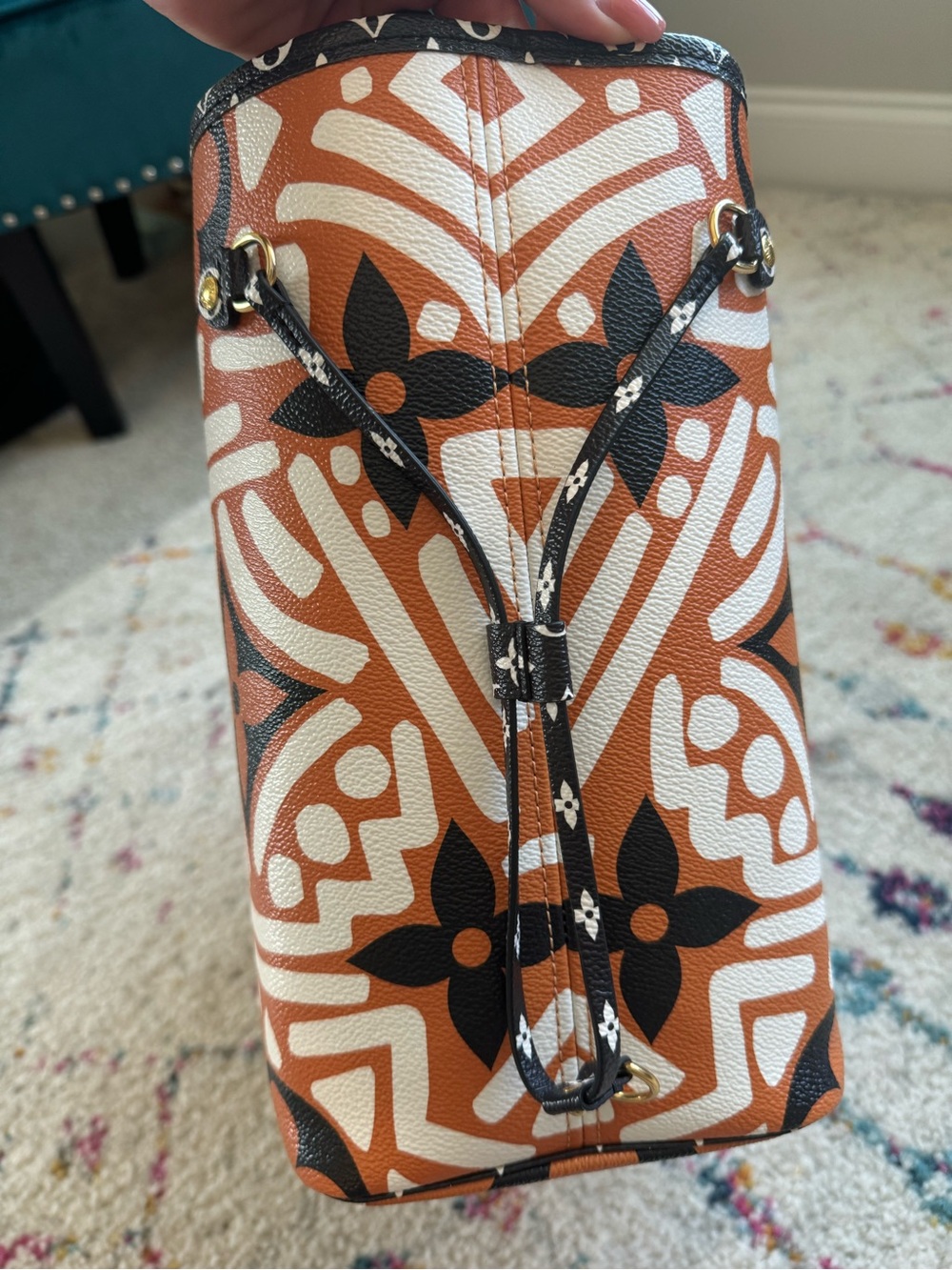 Louis Vuitton Orange and Black Monogram Neverfull Tote- Limited Edition. - Picture 6 of 13